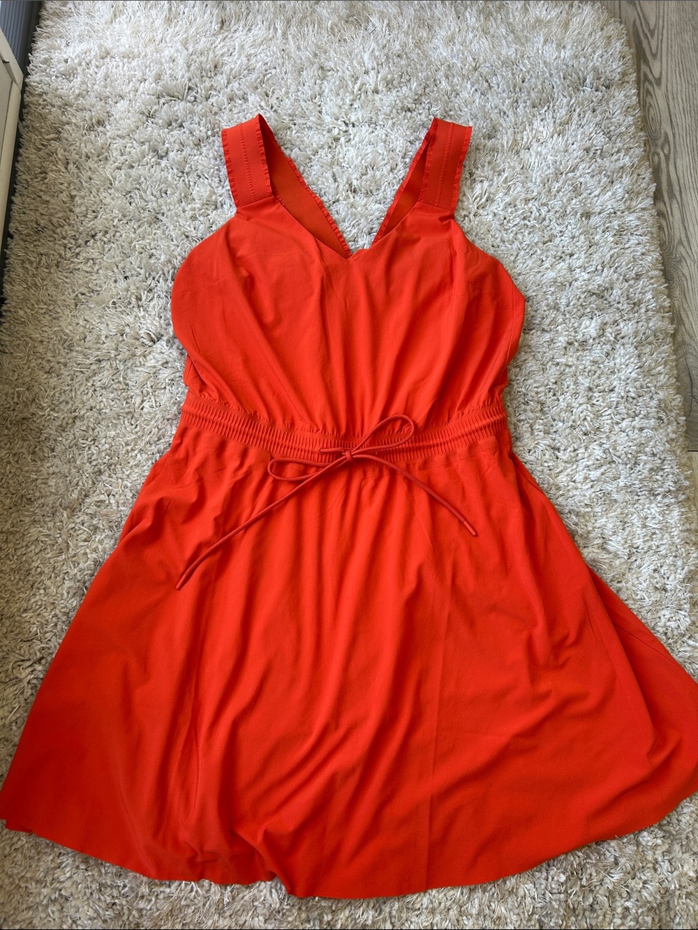 Athleta Bright Orange V-Neck Sleeveless Mini Dress Athleisure wear